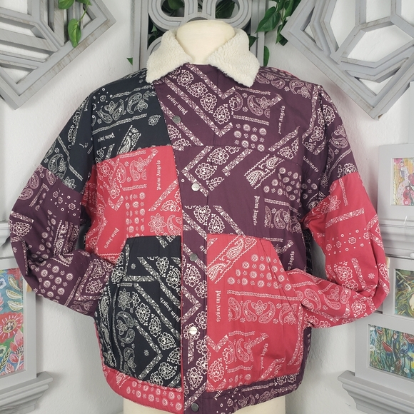 Palm Angels Sherpa Quilted Cotton Bandana Streetwear Y2K Retro sz XXL Unisex - Picture 8 of 17